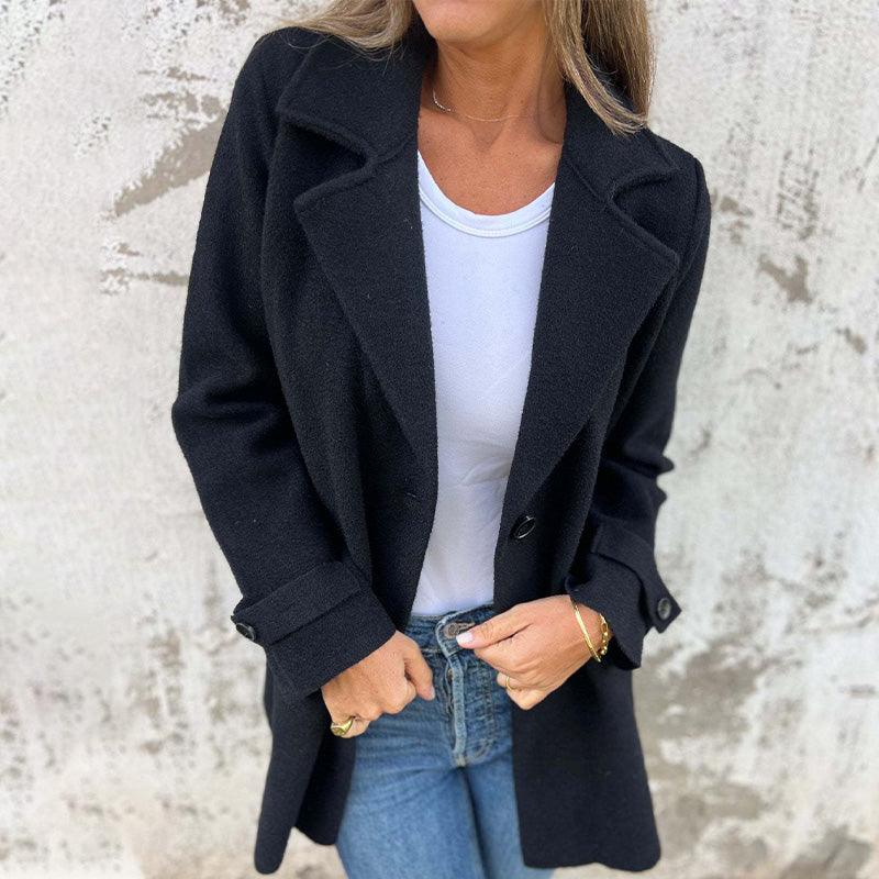 Double-Breasted Wool Blend Coat for Women