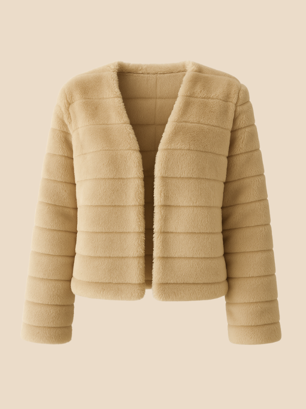 Women’s Faux Fur Short Jacket – Soft Plush Cropped Winter Coat