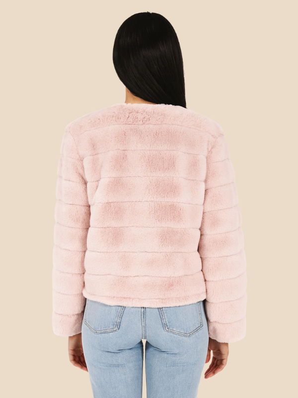Women’s Faux Fur Short Jacket – Soft Plush Cropped Winter Coat