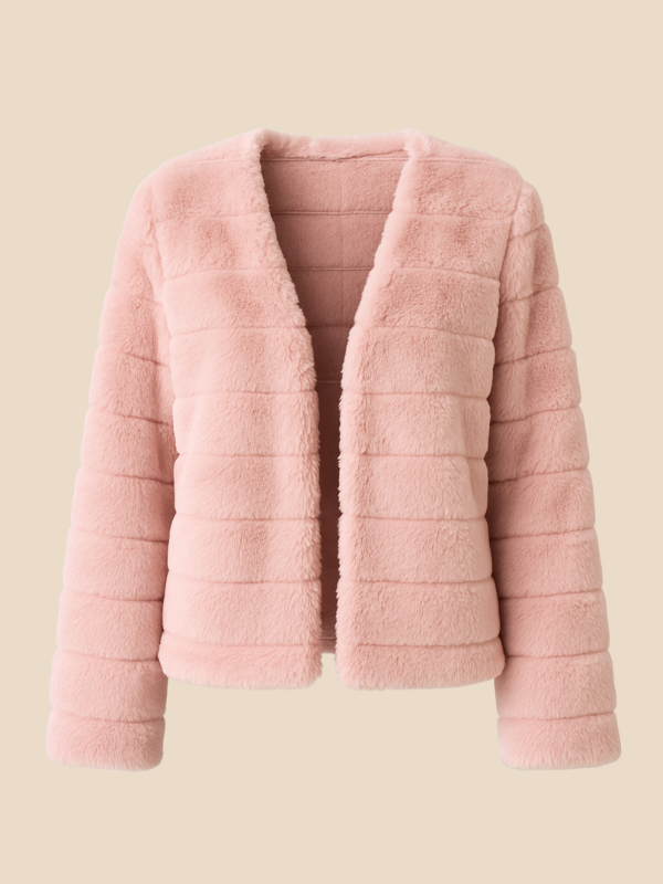 Women’s Faux Fur Short Jacket – Soft Plush Cropped Winter Coat