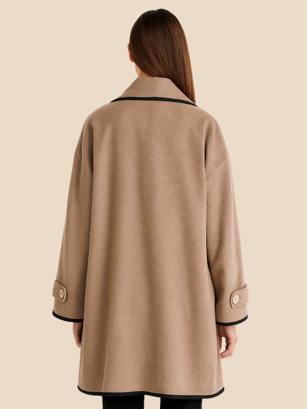 Women’s Hooded Wool Blend Cape Coat – Elegant Button Poncho Jacket