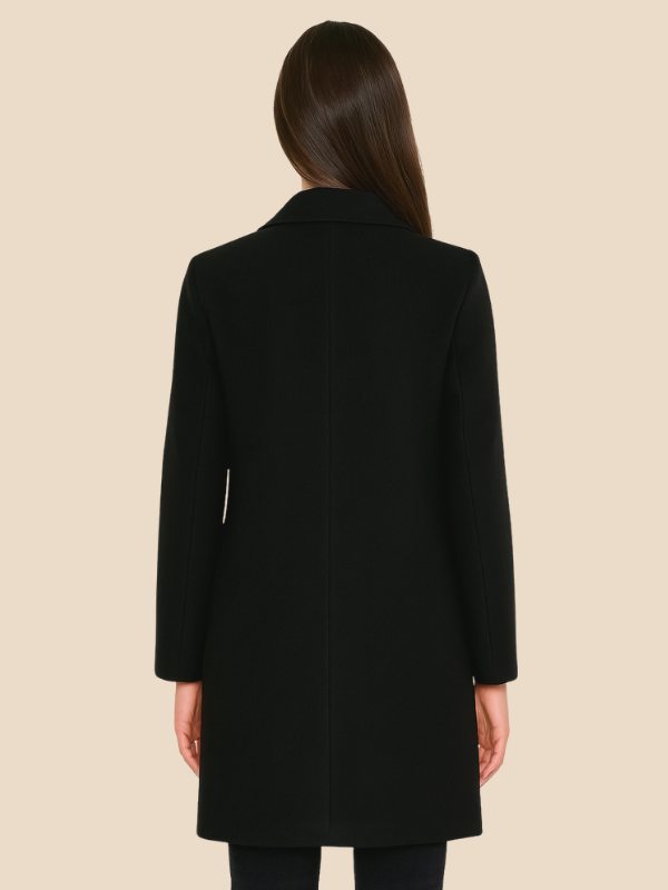 Women’s Double-Breasted Wool Blend Blazer Coat – Classic Longline Jacket