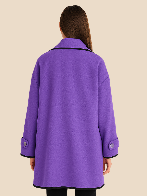 Women’s Hooded Wool Blend Cape Coat – Elegant Button Poncho Jacket