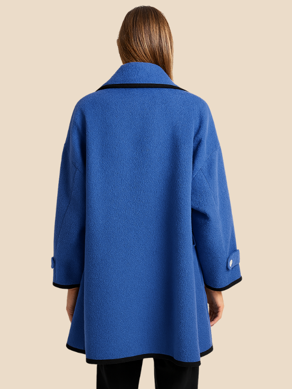 Women’s Hooded Wool Blend Cape Coat – Elegant Button Poncho Jacket
