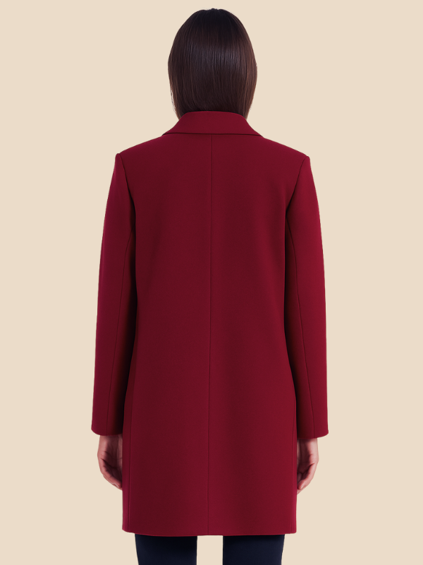 Women’s Double-Breasted Wool Blend Blazer Coat – Classic Longline Jacket