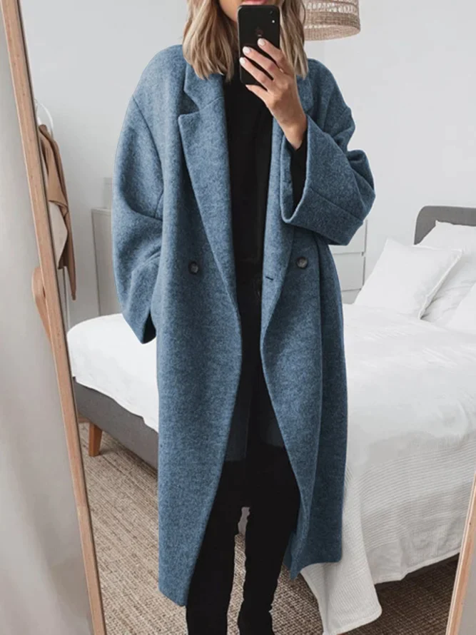Oversized Bouclé Wool Coat with Relaxed Silhouette