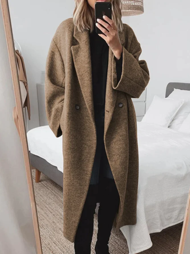 Oversized Bouclé Wool Coat with Relaxed Silhouette