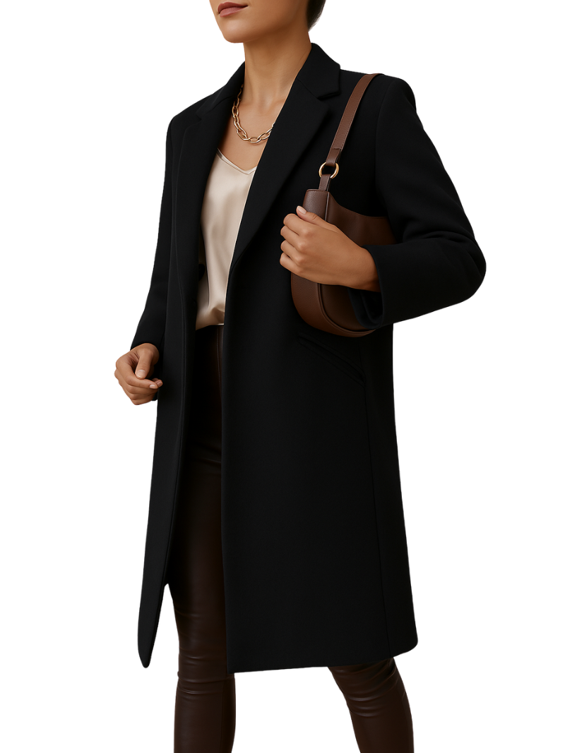 Single-Breasted Wool-Blend Coat with Tailored Fit