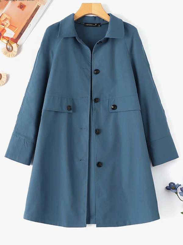 Classic Long Button Trench Coat