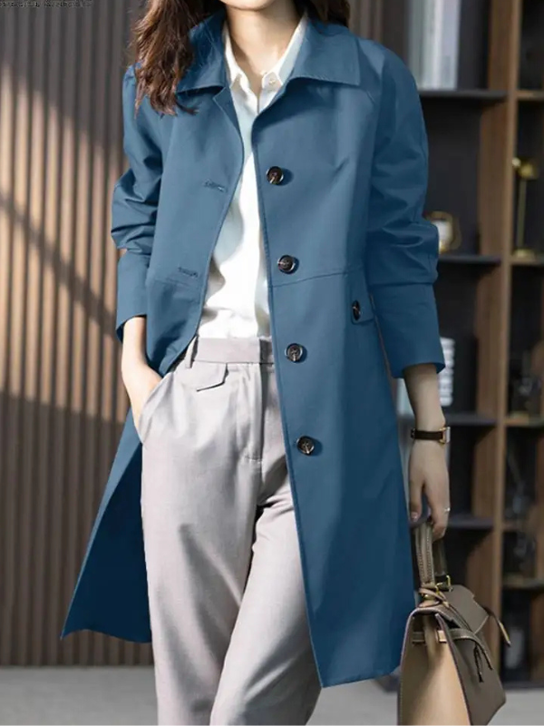 Classic Long Button Trench Coat