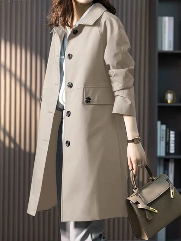 Classic Long Button Trench Coat