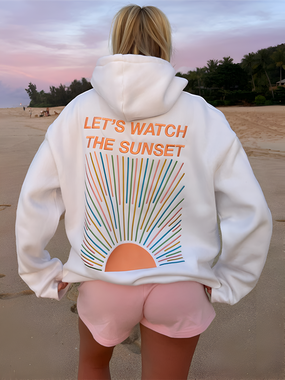 Sunset Print Oversized Hoodie – Cozy Graphic Sweatshirt for Women