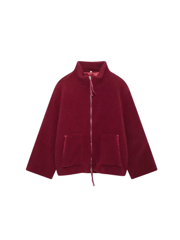 Oversized Sherpa Fleece Zip Jacket for Women