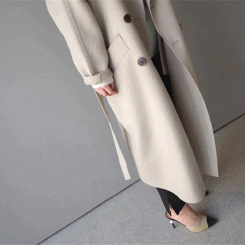 Oversized Wool Belted Coat for Women