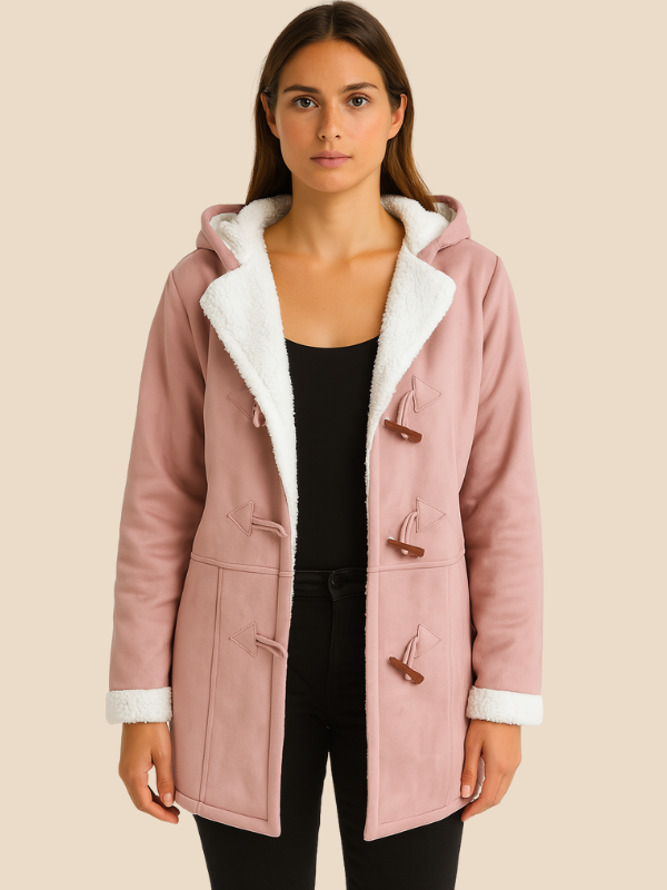 Faux Shearling Hooded Toggle Coat
