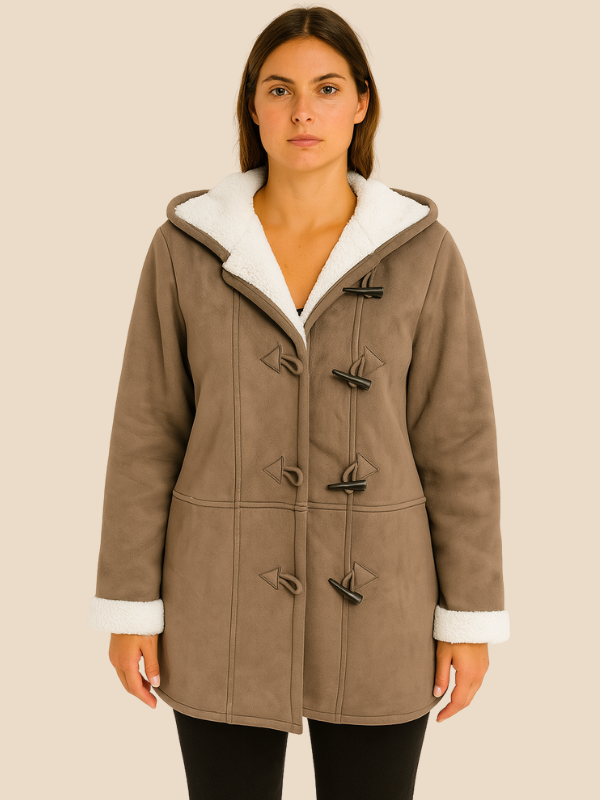 Faux Shearling Hooded Toggle Coat
