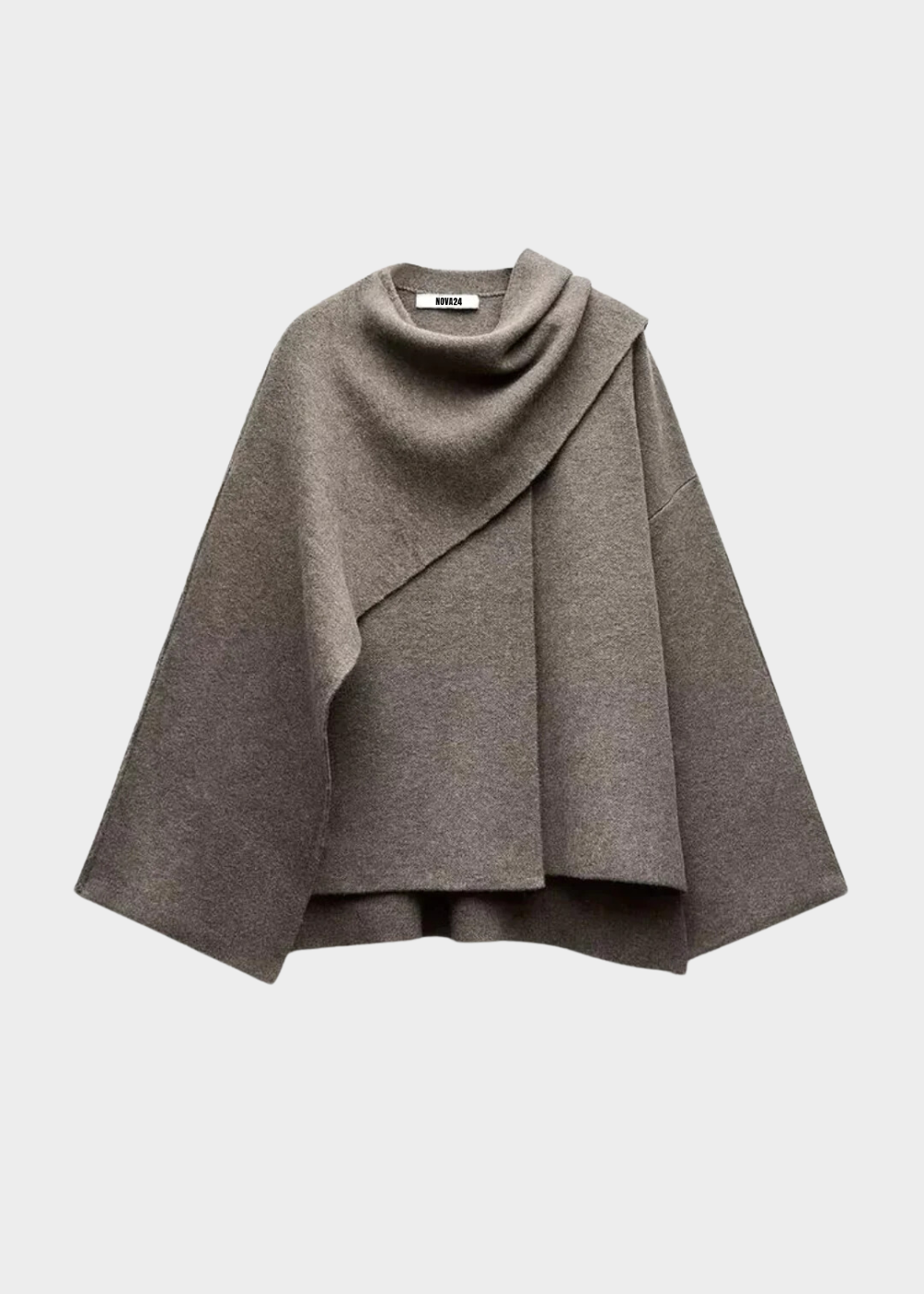Layered Wool Poncho Coat for Women