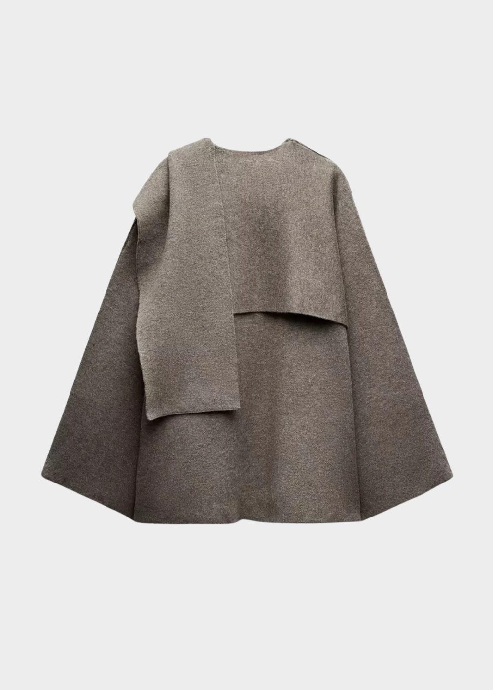 Layered Wool Poncho Coat for Women