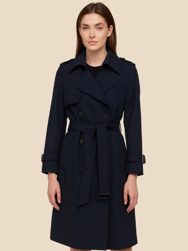 Classic Double-Breasted Belted Trench Coat
