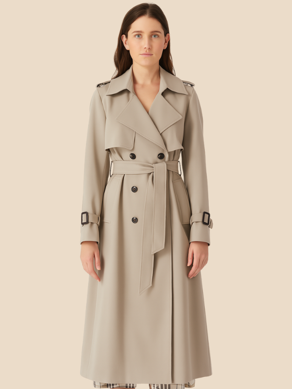 Classic Double-Breasted Belted Trench Coat