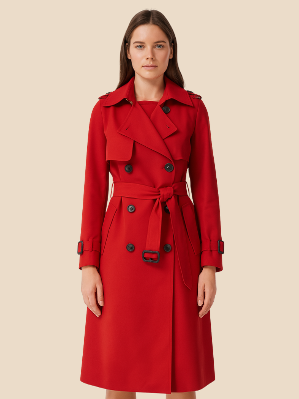 Classic Double-Breasted Belted Trench Coat