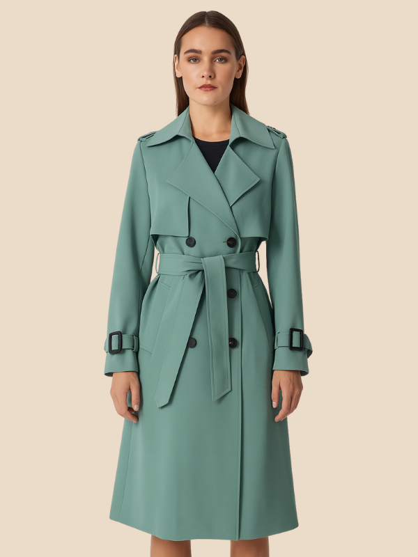Classic Double-Breasted Belted Trench Coat
