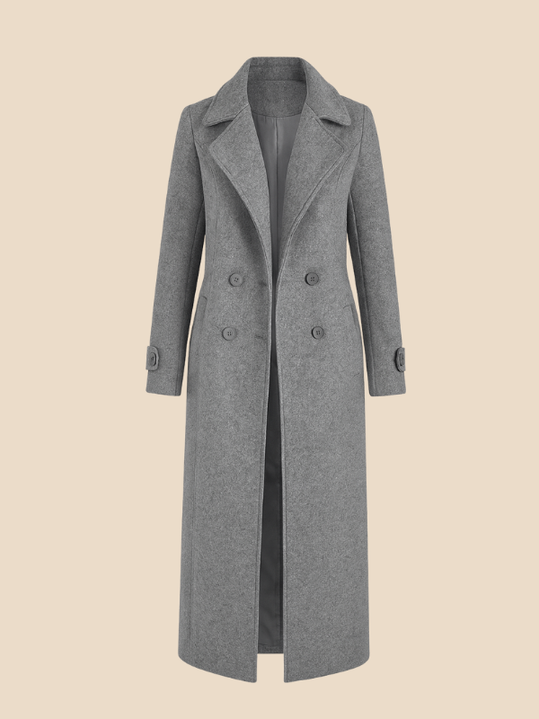 Double-Breasted Wool Blend Coat