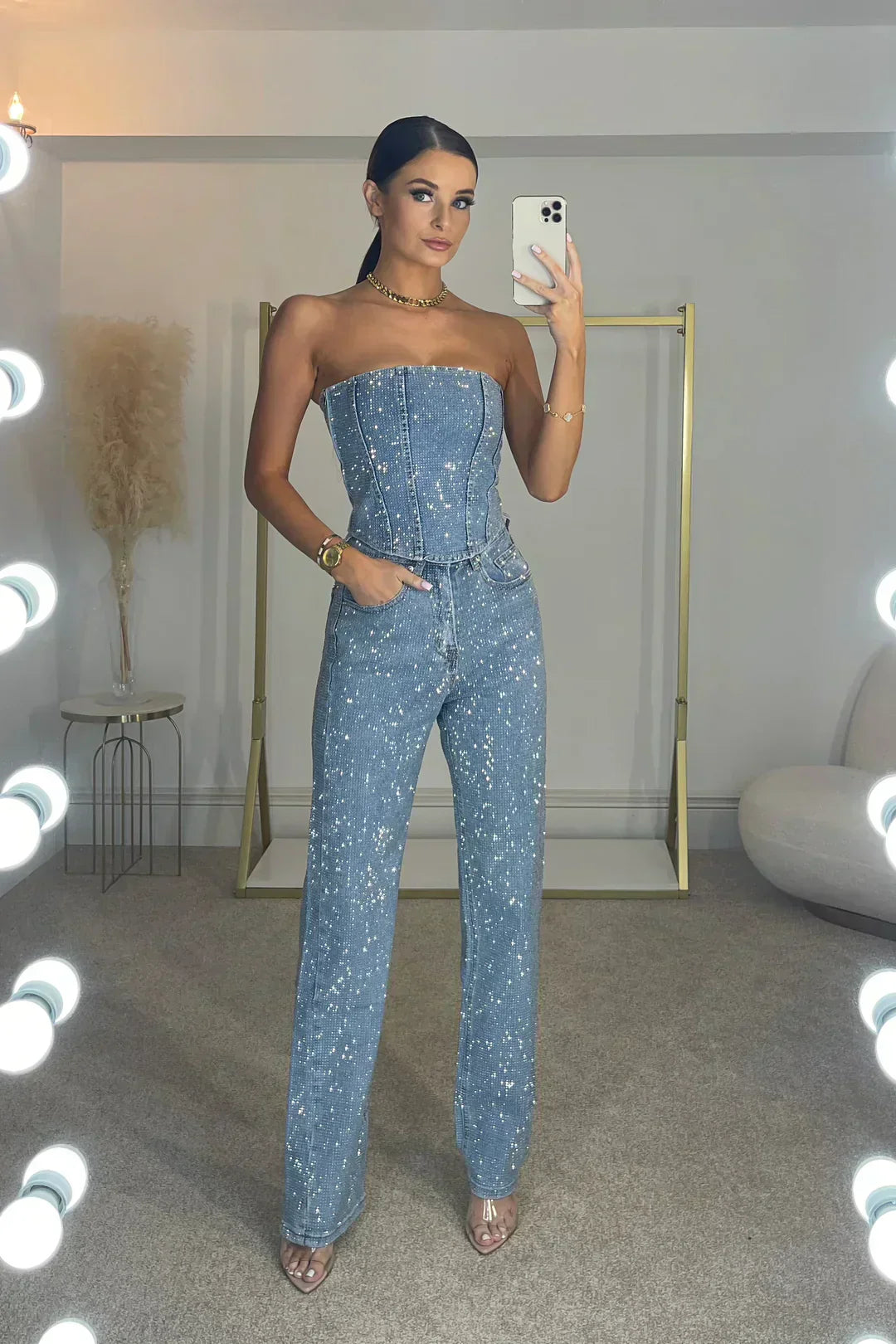 Strapless Sequin Jumpsuit – Glamorous Evening Partywear