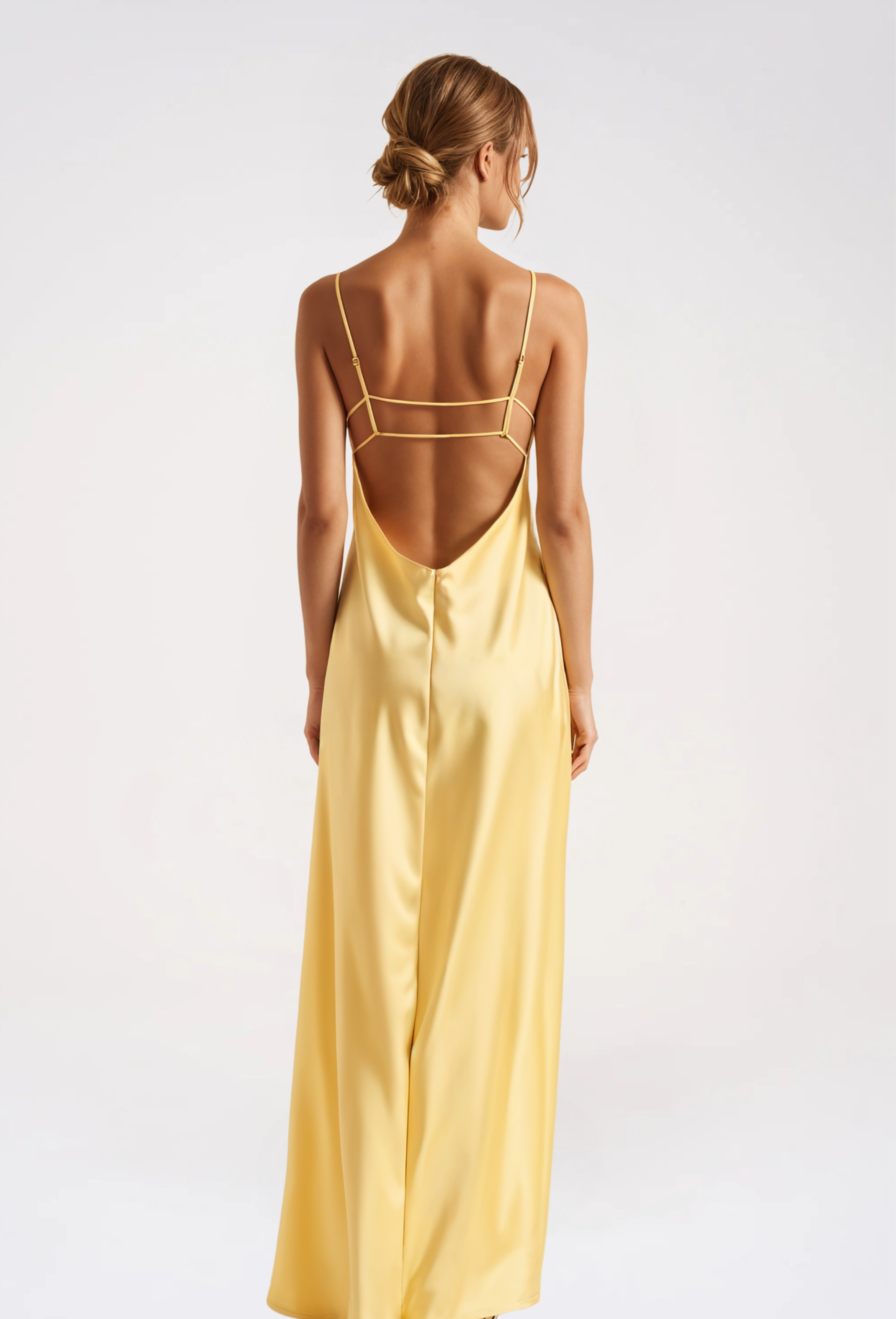 Satin Cowl Neck Slip Maxi Dress with Open Back