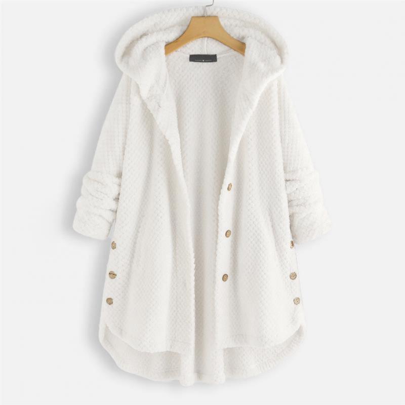 Button-Up Hooded Fleece Coat