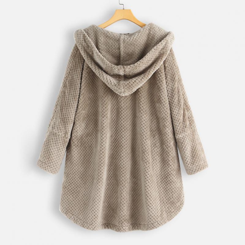 Button-Up Hooded Fleece Coat