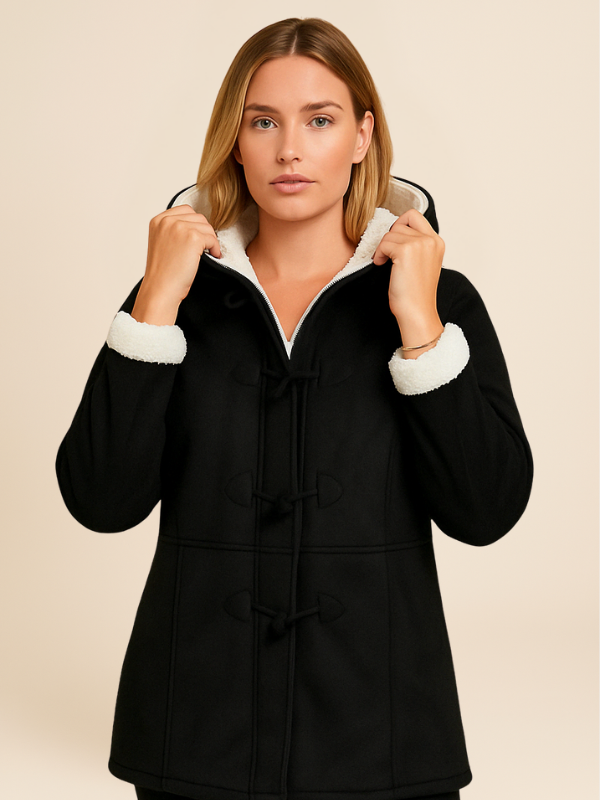 Faux Shearling Hooded Toggle Coat