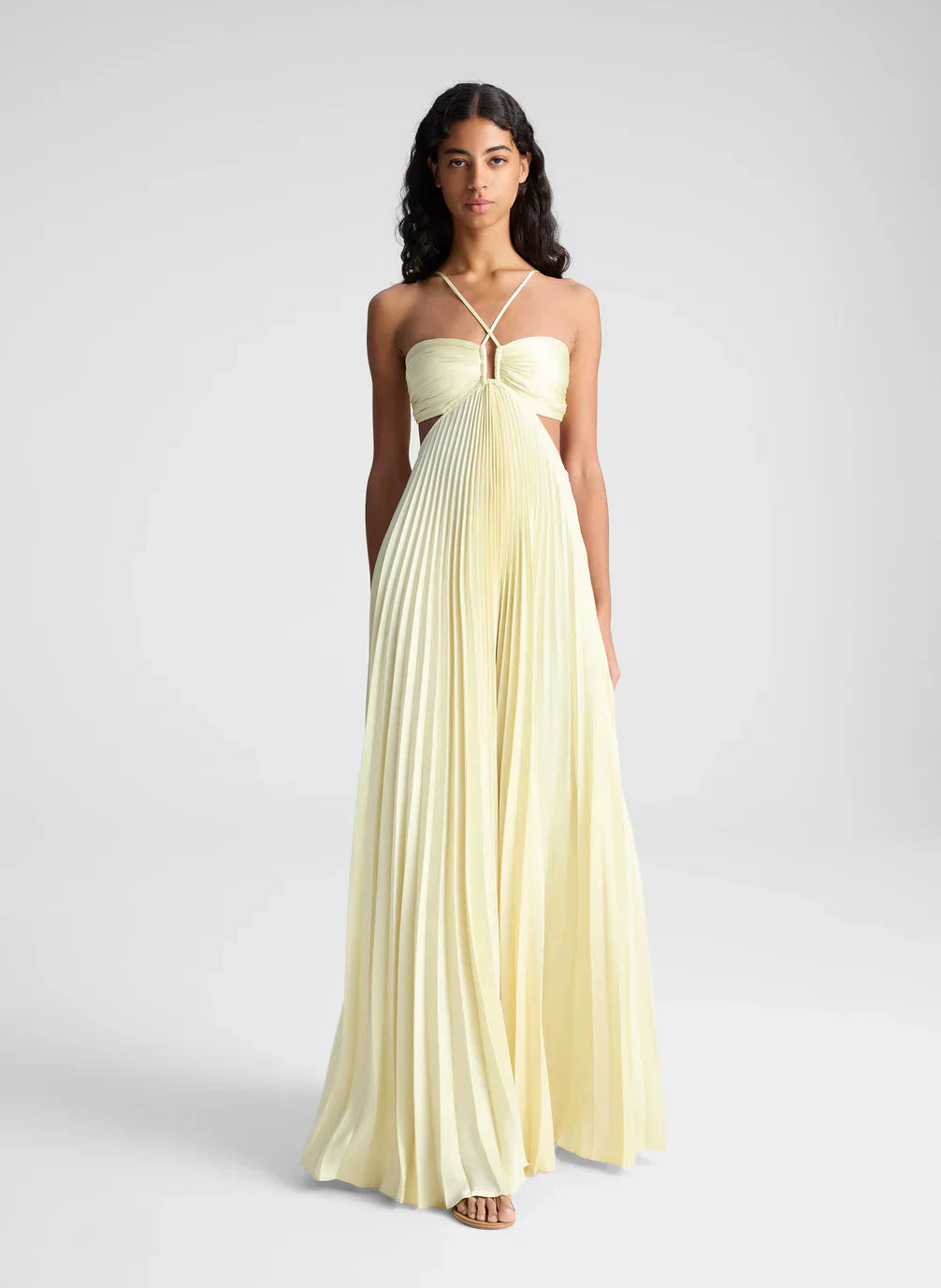 Halter Neck Cut-Out Maxi Dress with Flowing Skirt