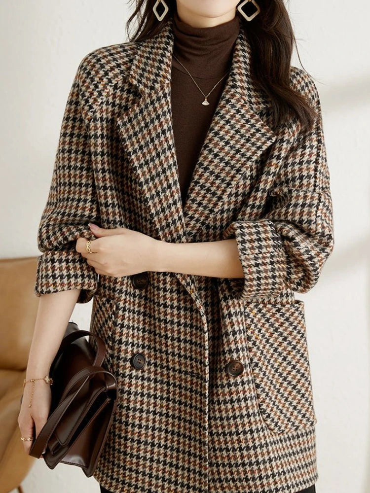 Checked Oversized Blazer Coat