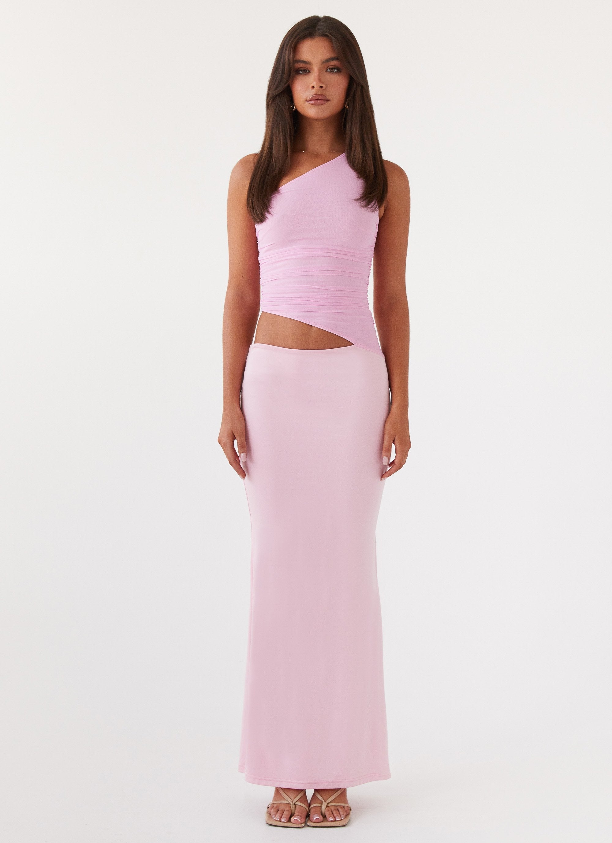One-Shoulder Cut-Out Maxi Dress with Bodycon Fit