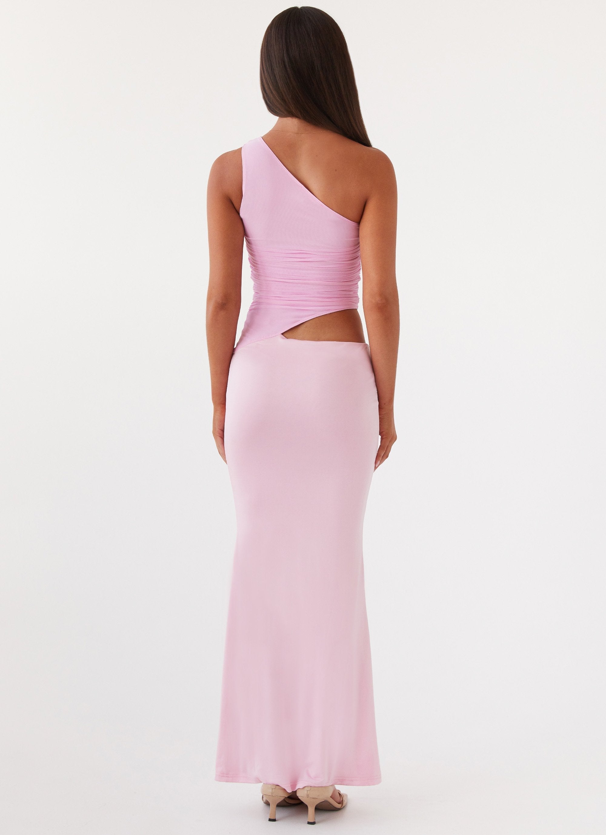 One-Shoulder Cut-Out Maxi Dress with Bodycon Fit
