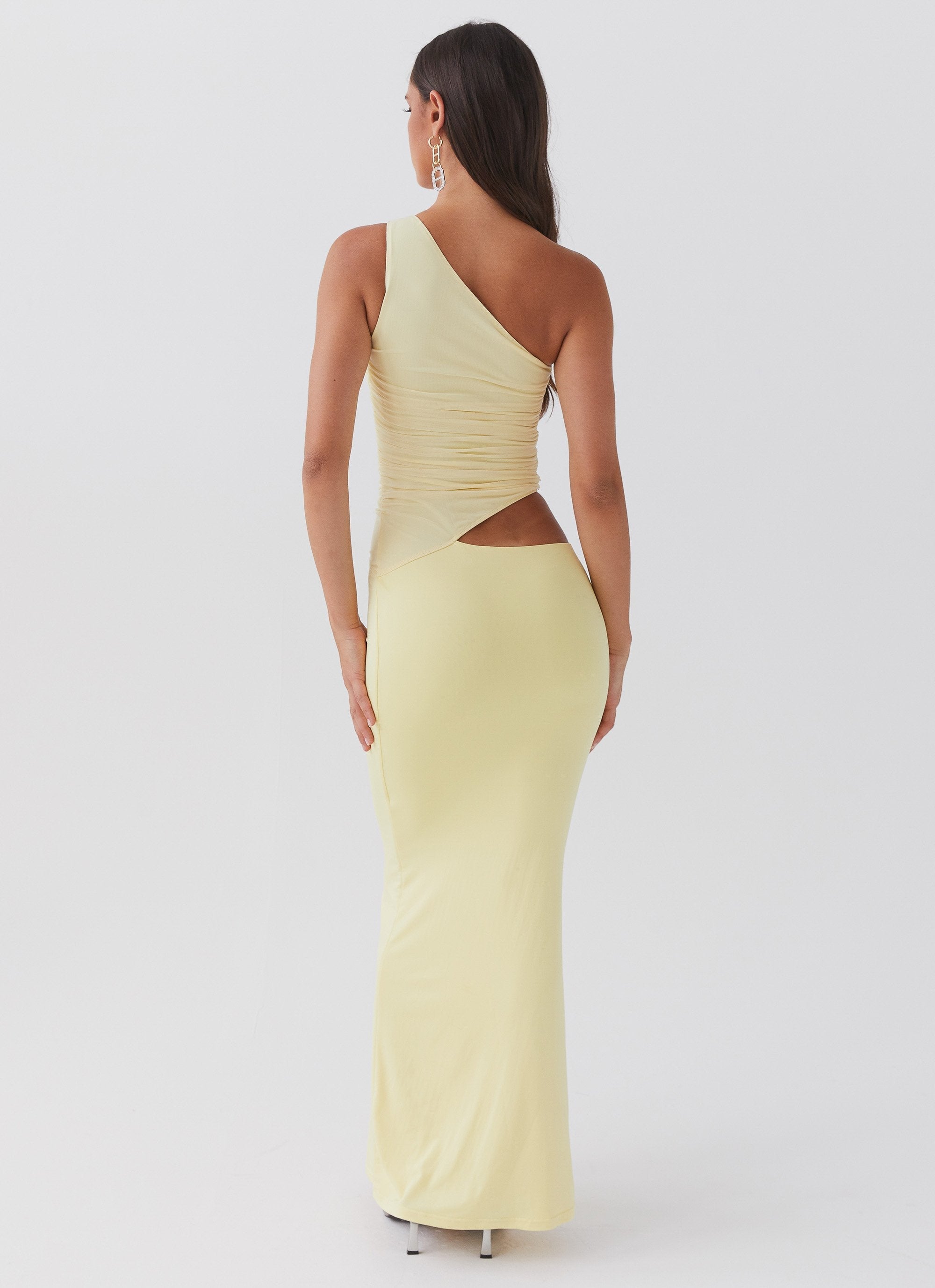 One-Shoulder Cut-Out Maxi Dress with Bodycon Fit