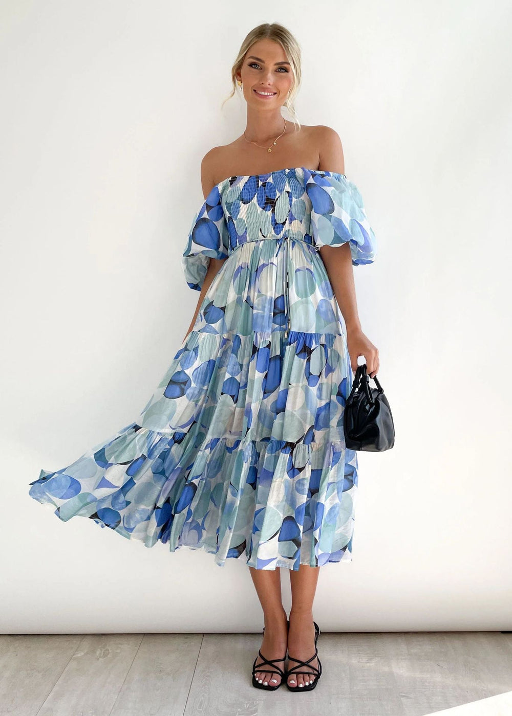 Off-Shoulder Floral Midi Dress for Women
