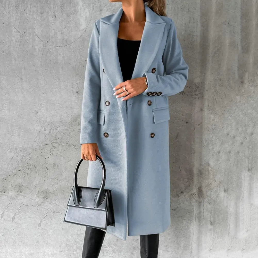 Double-Breasted Wool-Blend Coat with Tailored Fit