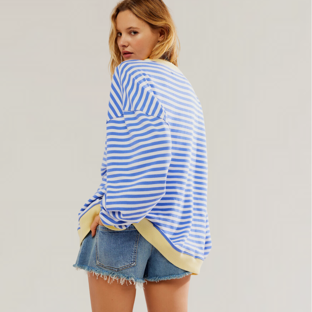 Oversized Striped Long Sleeve Shirt for Women