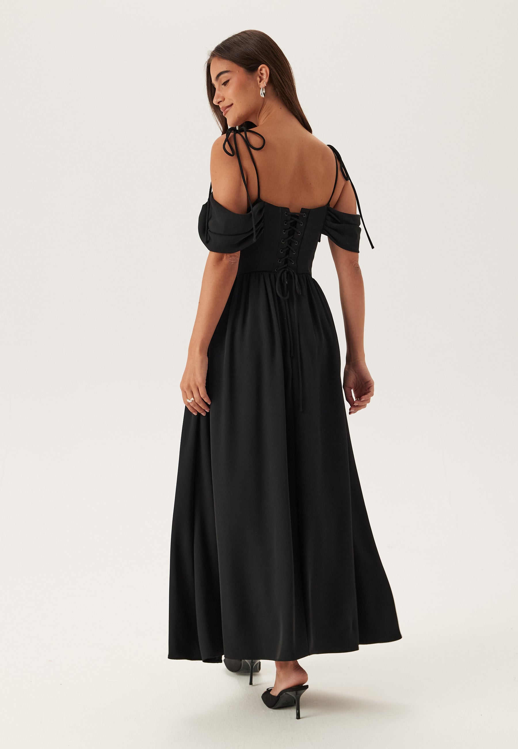 Elegant Off-Shoulder Black Maxi Dress