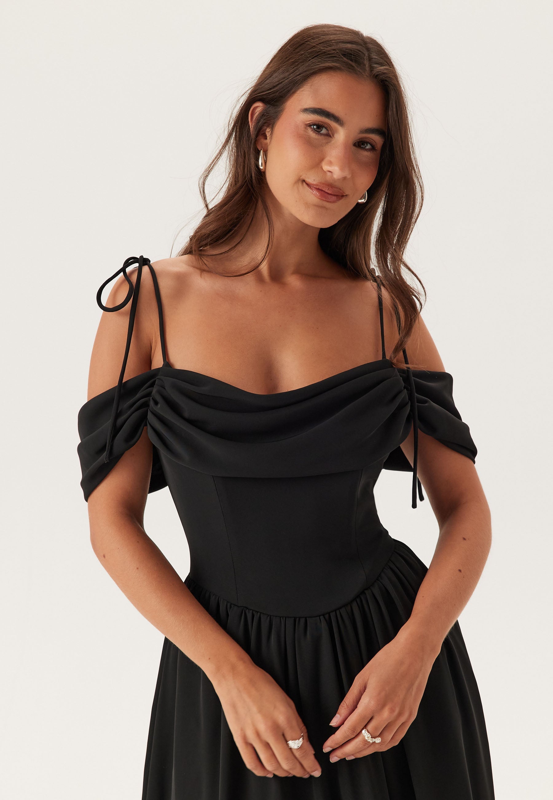 Elegant Off-Shoulder Black Maxi Dress