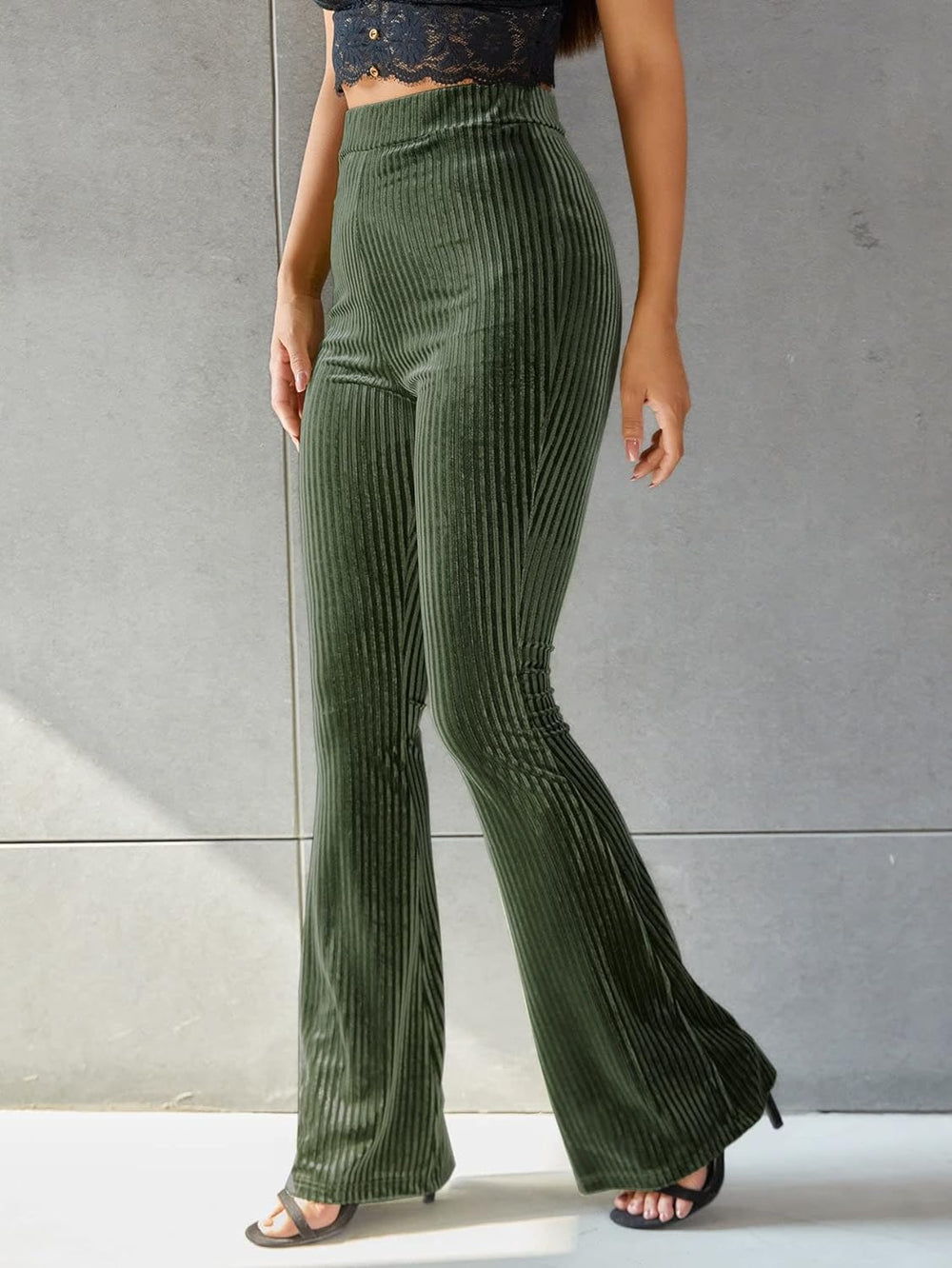 Velvet High-Waist Flared Pants for Women