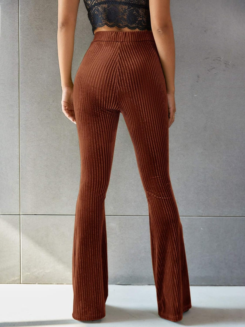 Velvet High-Waist Flared Pants for Women