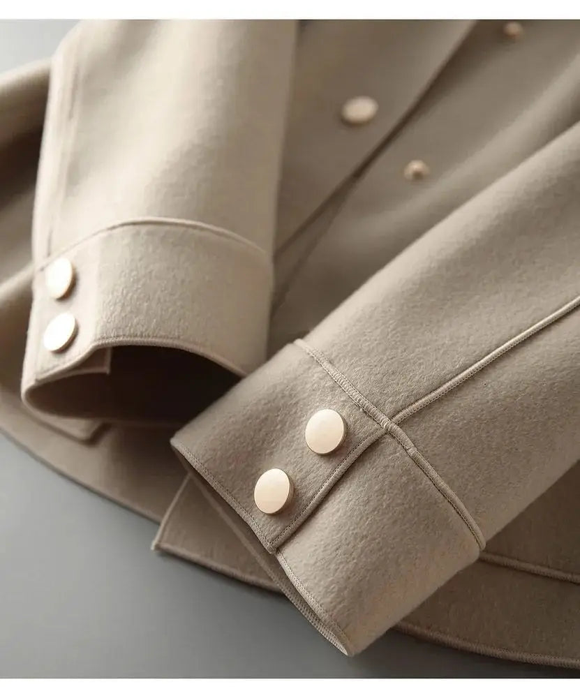 Classic Wool Blend Short Coat for Women
