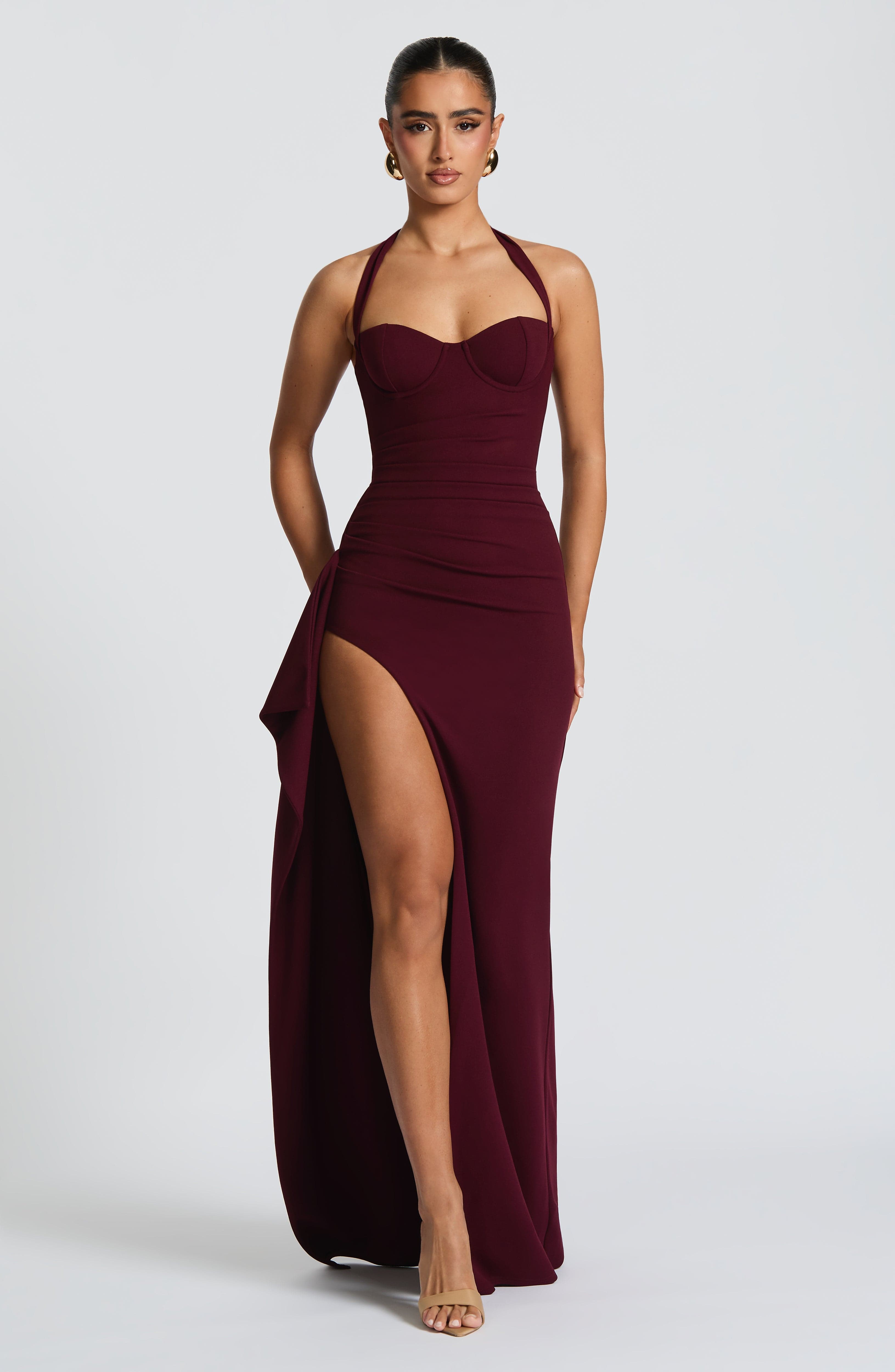 Strapless Sweetheart Maxi Dress with High Slit