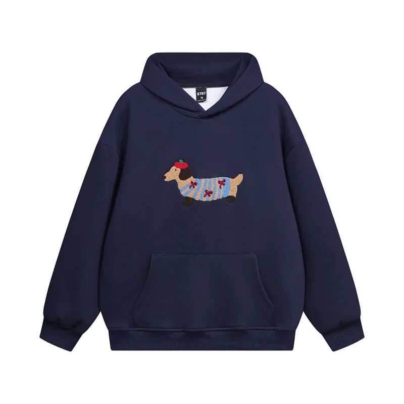 Playful Embroidered Dachshund Hoodie