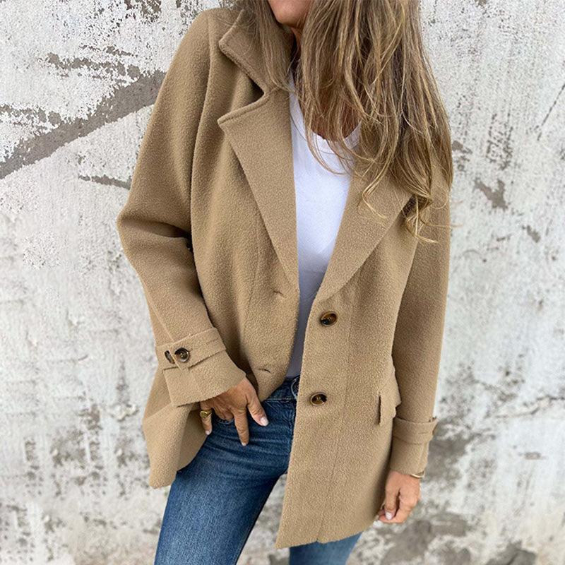 Double-Breasted Wool Blend Coat for Women